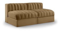 Rummi - Velvet Performance Fabric Upholstered 2 Piece Modular Armless Loveseat