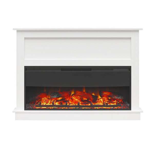Ellsworth - Wide Electric Fireplace Insert With Mantel And Remote Control - White