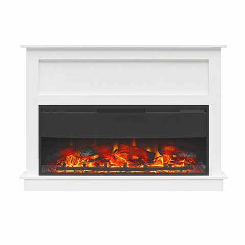 Ellsworth - Wide Electric Fireplace Insert With Mantel And Remote Control - White