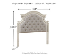 Realyn - Full UPH Panel Headboard - Chipped White