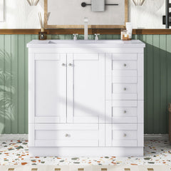 Shaker Free Standing Bathroom Vanity Cabinet With Sink, Soft Close Drawers, Soft Close Doors