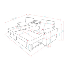 Rebecca - Sofa With Pull Out Bed, Storage Chaise, USB And Cup Holders - Dark Gray