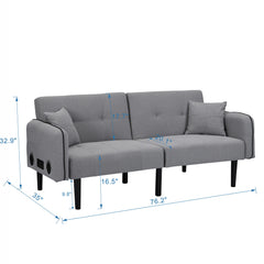 Modern Folding Ottoman Sofa Bed With Stereo System - Gray