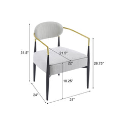 Mid Century Modern Upholstered Accent Armchair With Tapered Legs - Beige / Black / Gold