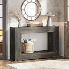 Narrow Entryway Storage Console Table With Open Shelf