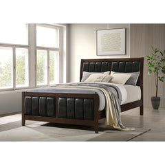 Queen Panel Bed With Upholstered Headboard And Footboard - Brown