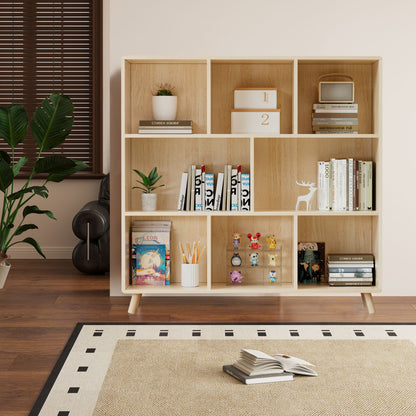 8 Compartment Storage Cabinet With Fixed Shelves For Books - Wood