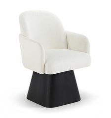 Marlowe - Linen Textured Fabric Upholstered Swivel Dining Arm Chair - Stained Black