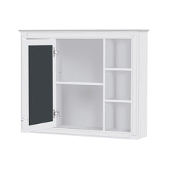 Wall Mounted Medicine Cabinet With Mirror, Storage Cabinet Featuring 6 Open Shelves And Adjustable Interior
