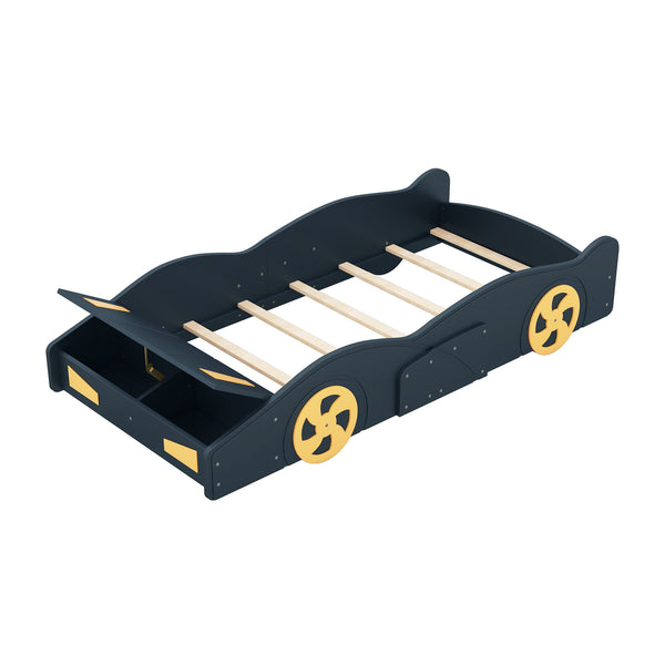 Race Car Shaped Platform Bed With Wheels And Storage