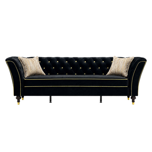 3 Person Sofa With Deep Seat, Tufted Backrest