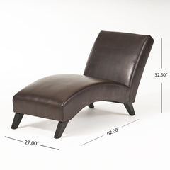 Upholstered Leather Chaise Lounge With Curved Design - Brown