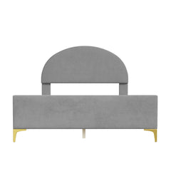 Upholstered Platform Bed With Classic Semi-Circle Shaped Headboard