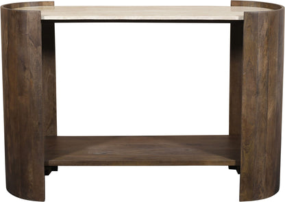 Solstice - Travertine And Mango Wood Table