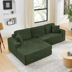 Modern Minimalist L Shape Modular Sectional Sofa, Corduroy Couch
