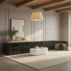 Rummi - Velvet Performance Fabric Upholstered 7 Piece Modular Sectional, L-Shaped (Right)