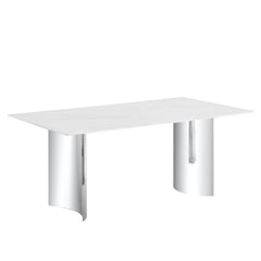 Modern Minimalist Dining Table With Marble Glass Top