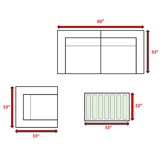 3 Person Outdoor Seating Set With Cushions - Brown
