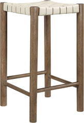 Entwine - Vegan Leather Upholstered Backless Counter Stool - Painted Brown