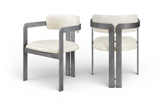 Aurum - Vegan Leather Upholstered Dining Chair With Gray Base (Set of 2)