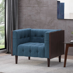 Contemporary Club Chair With Button Tufted Waffle Stitch