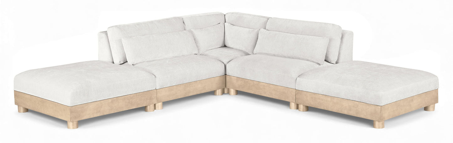 Turin - Chenille Fabric Upholstered Modular Sectional - White