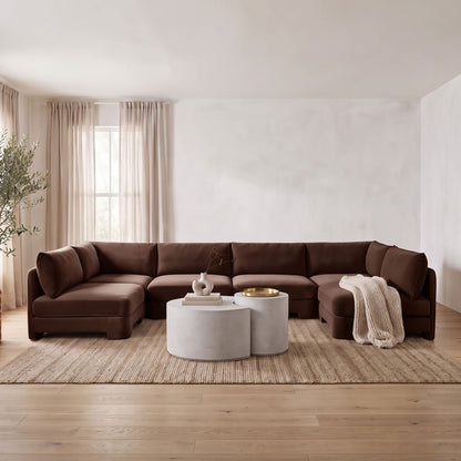 Hammond - Velvet Performance Fabric Upholstered 6 Piece U-Shaped Armless Sectional