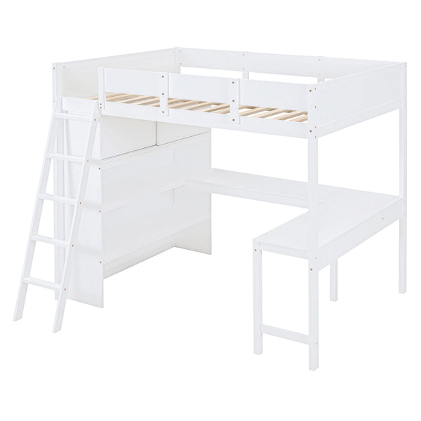 Modern Loft Bed With Desk And Shelves