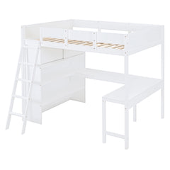 Modern Loft Bed With Desk And Shelves