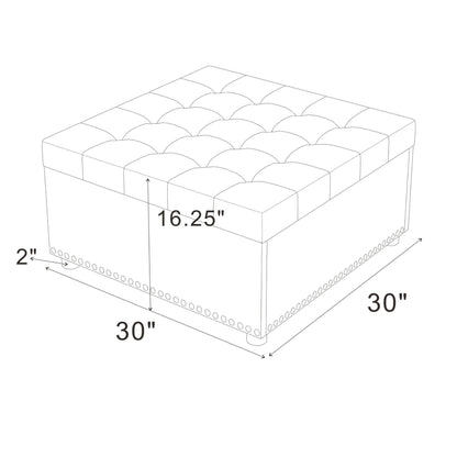 Tufted Storage Ottoman With Button Tufting And Nailhead Trim