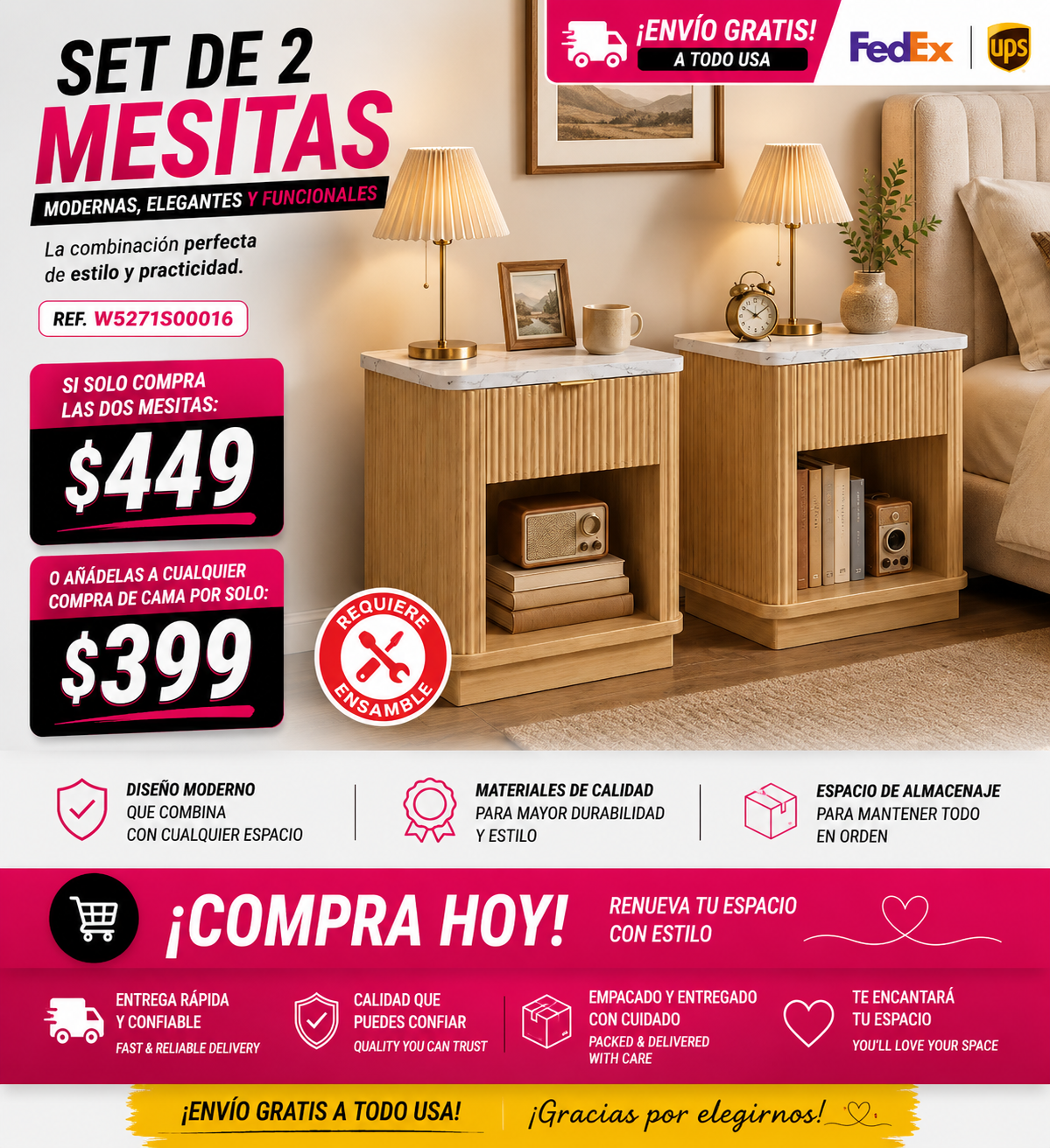 48 mesitas de noche/Nighstands set of 2