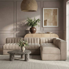 Rummi - Armless Velvet Performance Fabric Upholstered 4 Piece Modular Sectional