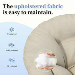 Ergonomic Wicker Chair With Cloud Thick Density Cushion, 3 Proof Cover High Capacity Iron Frame Fluid 360° Swivel