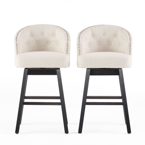 Mellifluous - 360 Degree Swivel Bar Stool With Stunning Nailhead Trim, (Set of 2)