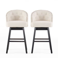 Mellifluous - 360 Degree Swivel Bar Stool With Stunning Nailhead Trim, (Set of 2)
