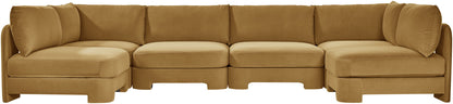 Hammond - Velvet Performance Fabric Upholstered 6 Piece U-Shaped Armless Sectional
