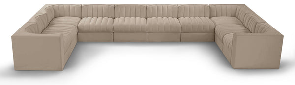 Rummi - Velvet Performance Fabric Upholstered 10 Piece Modular Sectional