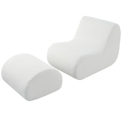 Curved Lounge Chair With Ottoman And High Resilience Foam