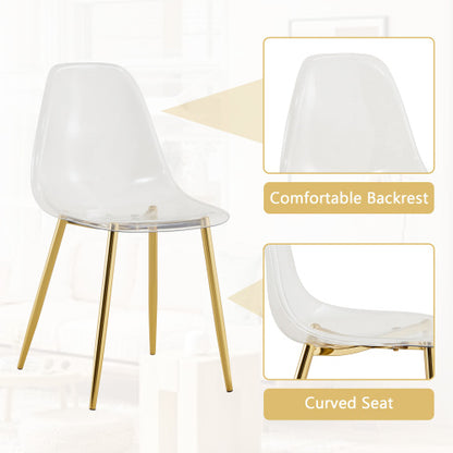 Comedor Ovalado de Vidrio Templado 6 Puestos - Dorado y Transparente 48 - 020