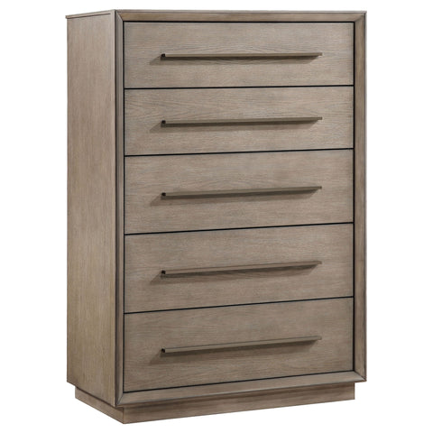 Prescott - 5 Drawer Bedroom Chest With Mitered Trim - Taupe