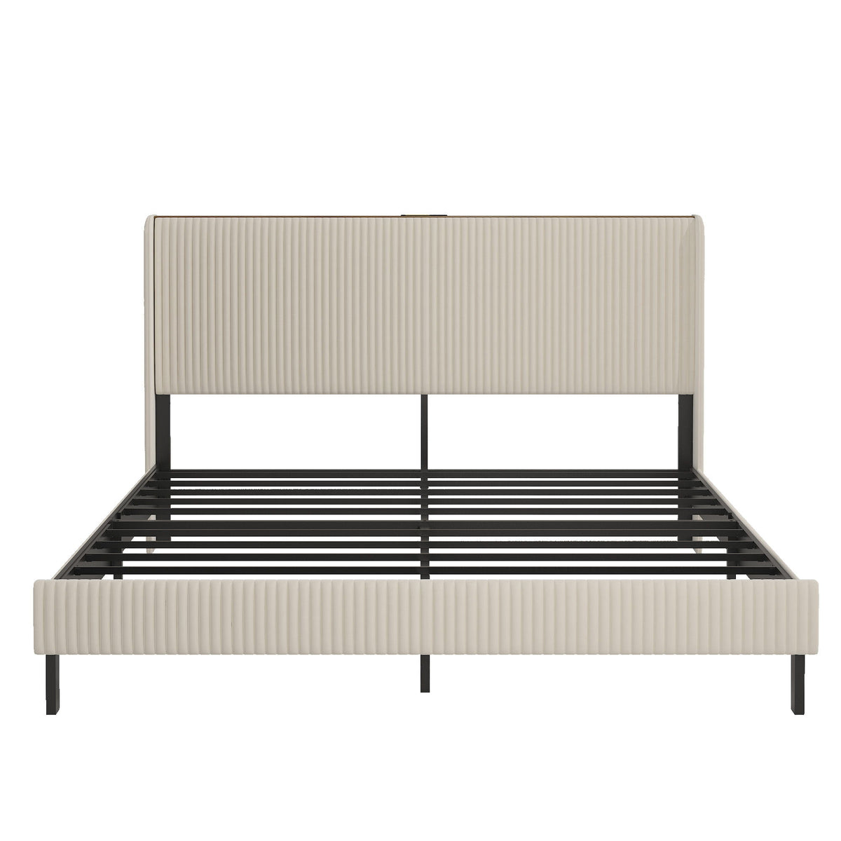 Platform Bed With Metal Frame And Charging Station