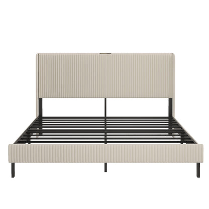 Platform Bed With Metal Frame And Charging Station
