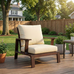 Outdoor Accent Lounge Chair For Patios - Beige / Dark Brown