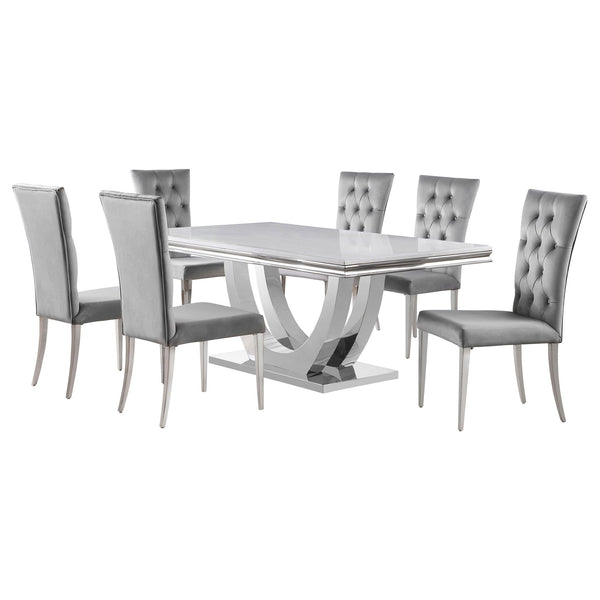 Kerw - 7 Piece Rectangular Dining Table Set - Gray