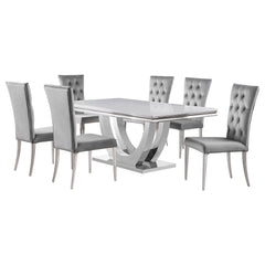 Kerw - 7 Piece Rectangular Dining Table Set - Gray