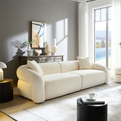 Sectional Sofa With Removable Pillows, Durable Fabric, Solid Wood Frame, High Density Sponge Filler