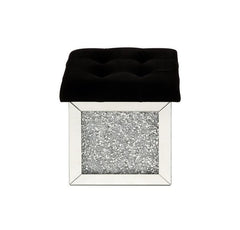 Noralie - 16" Ottoman With Storage - Mirrored & Faux Diamonds