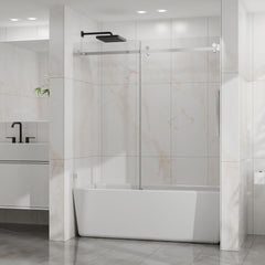 Frameless Tub Sliding Shower Door With Easy Clean Coating