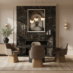 Marlowe - Linen Textured Fabric Upholstered Swivel Dining Arm Chair - Stained Natural