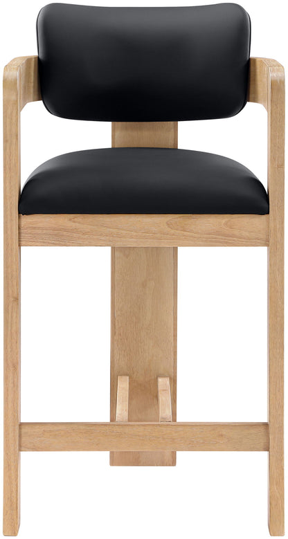 Sacha - Vegan Leather Upholstered Counter Stool With Natural Base